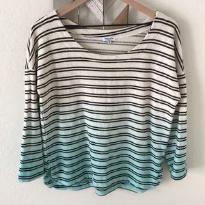 Splendid stripe turquoise and black ombré top
